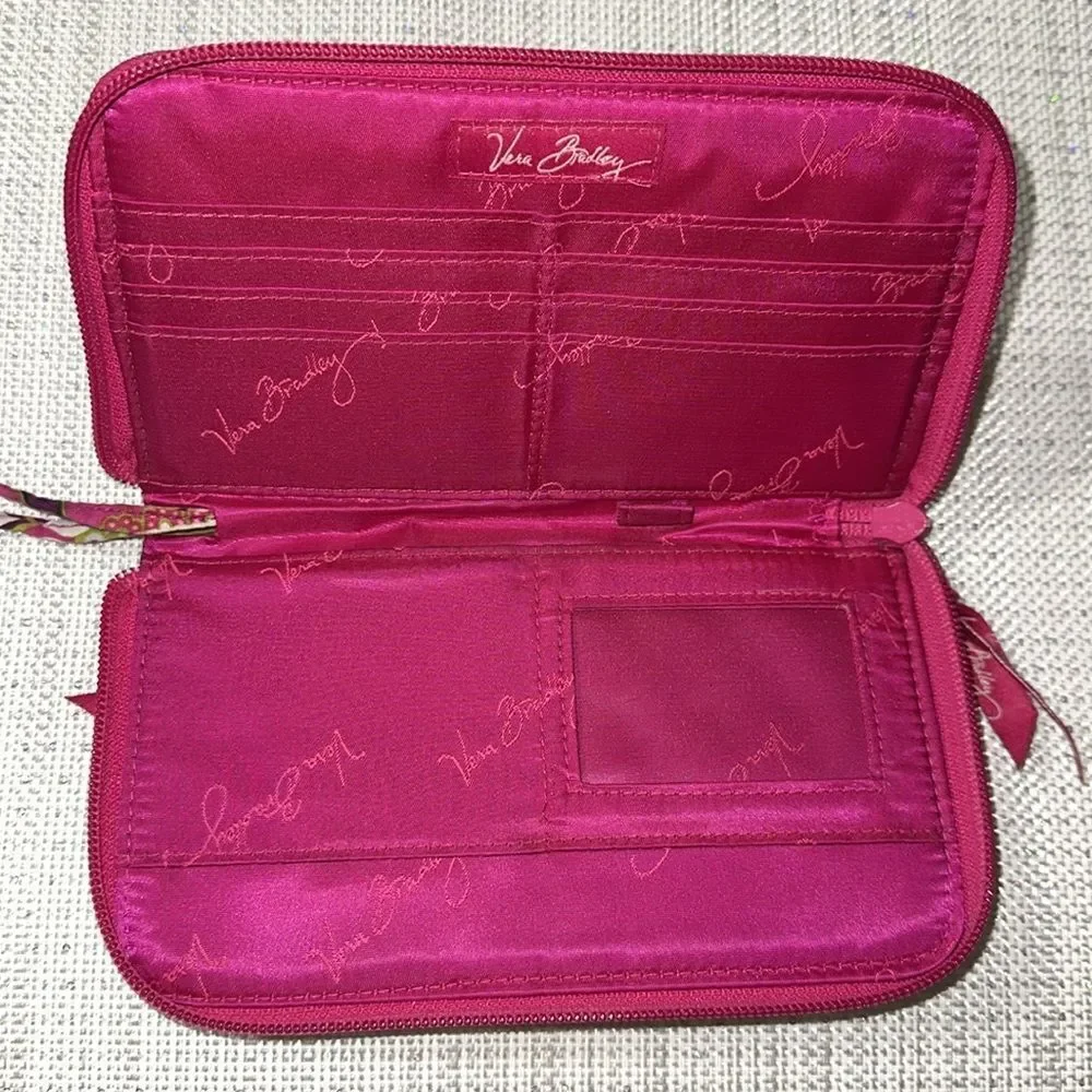 Vera Bradley Fuchsia Green Purple Paisley Wristlet Wallet - Picture 8 of 12